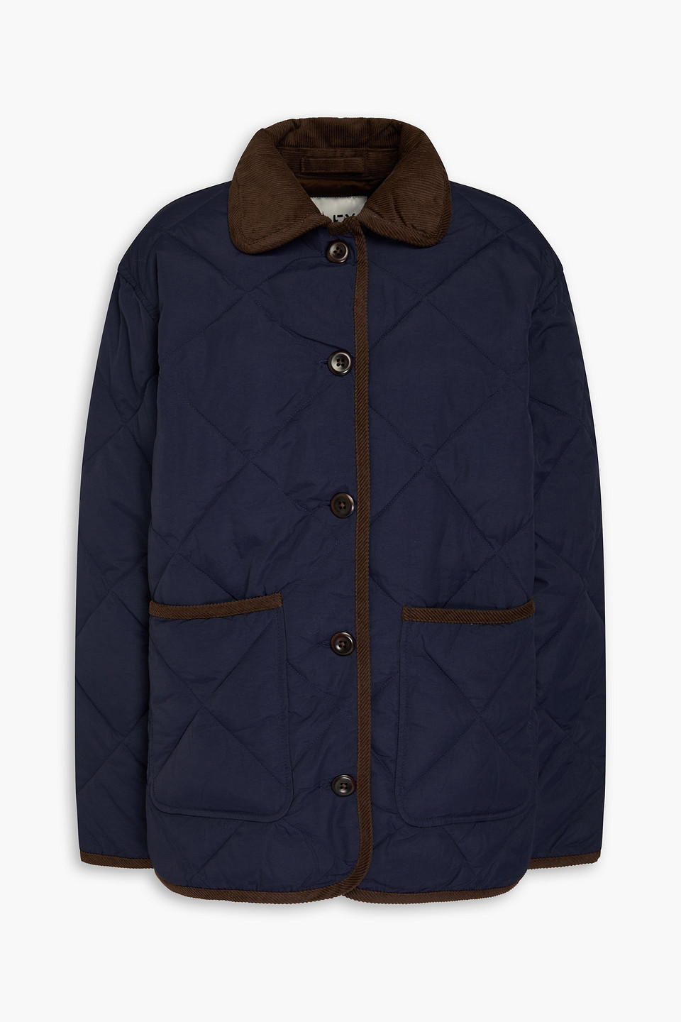 Alex Mill Quinn Corduroy-trimmed Quilted Shell Jacket In Navy