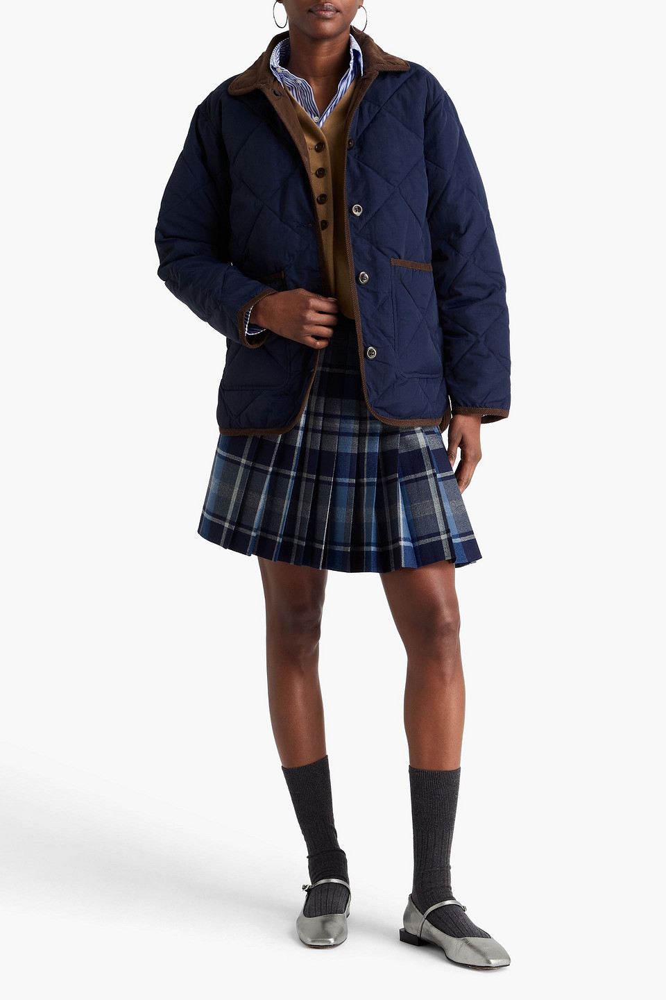 ALEX MILL QUINN CORDUROY-TRIMMED QUILTED SHELL JACKET