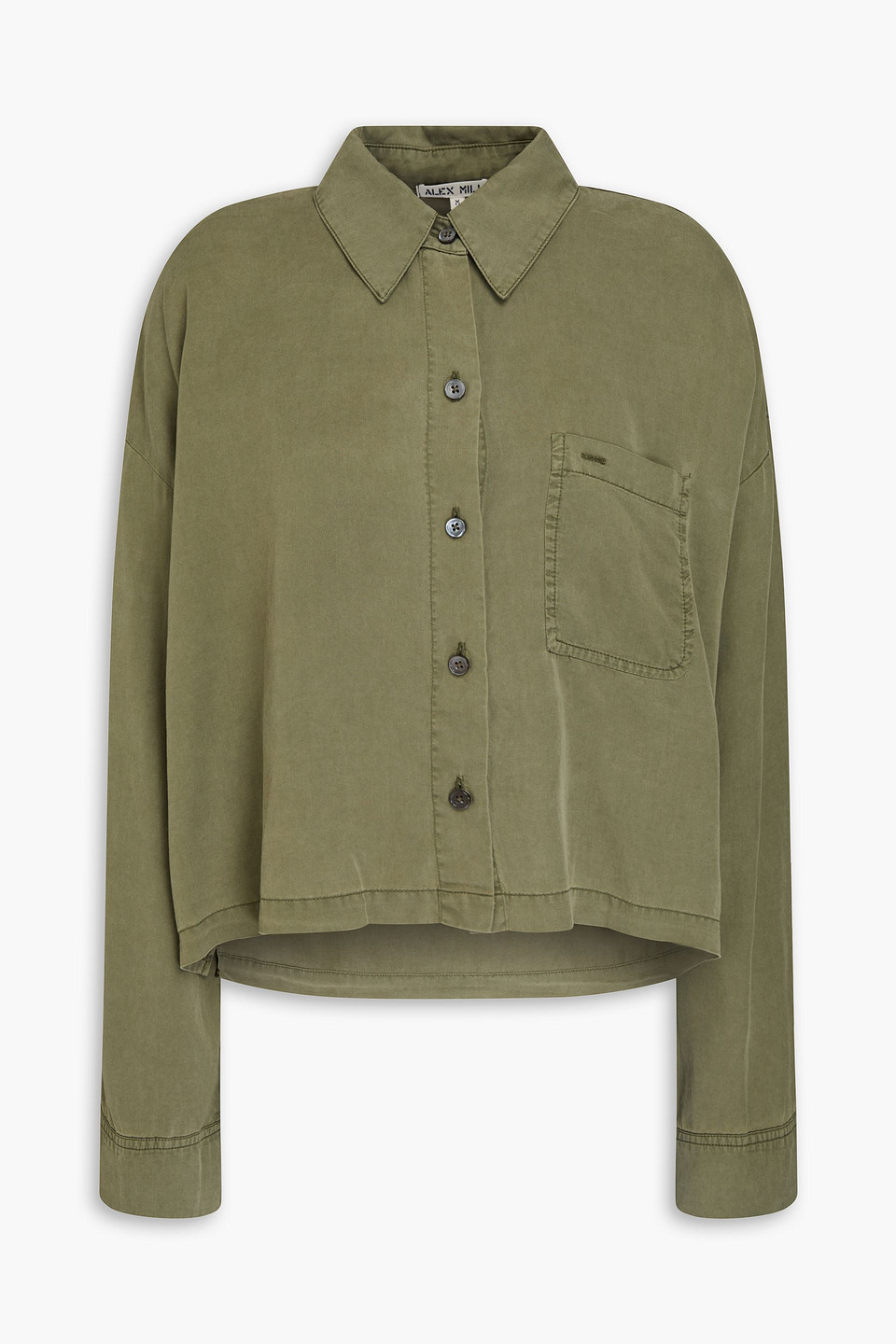 Gemma cropped washed-Lyocell shirt