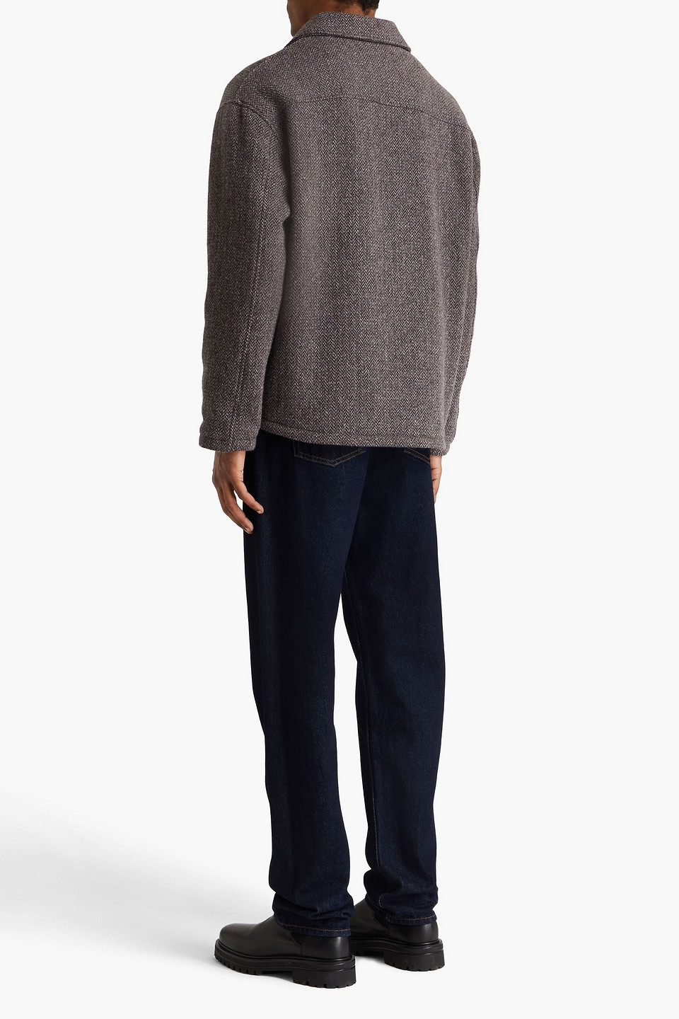 Frame Wool-blend Tweed Overshirt In Gray