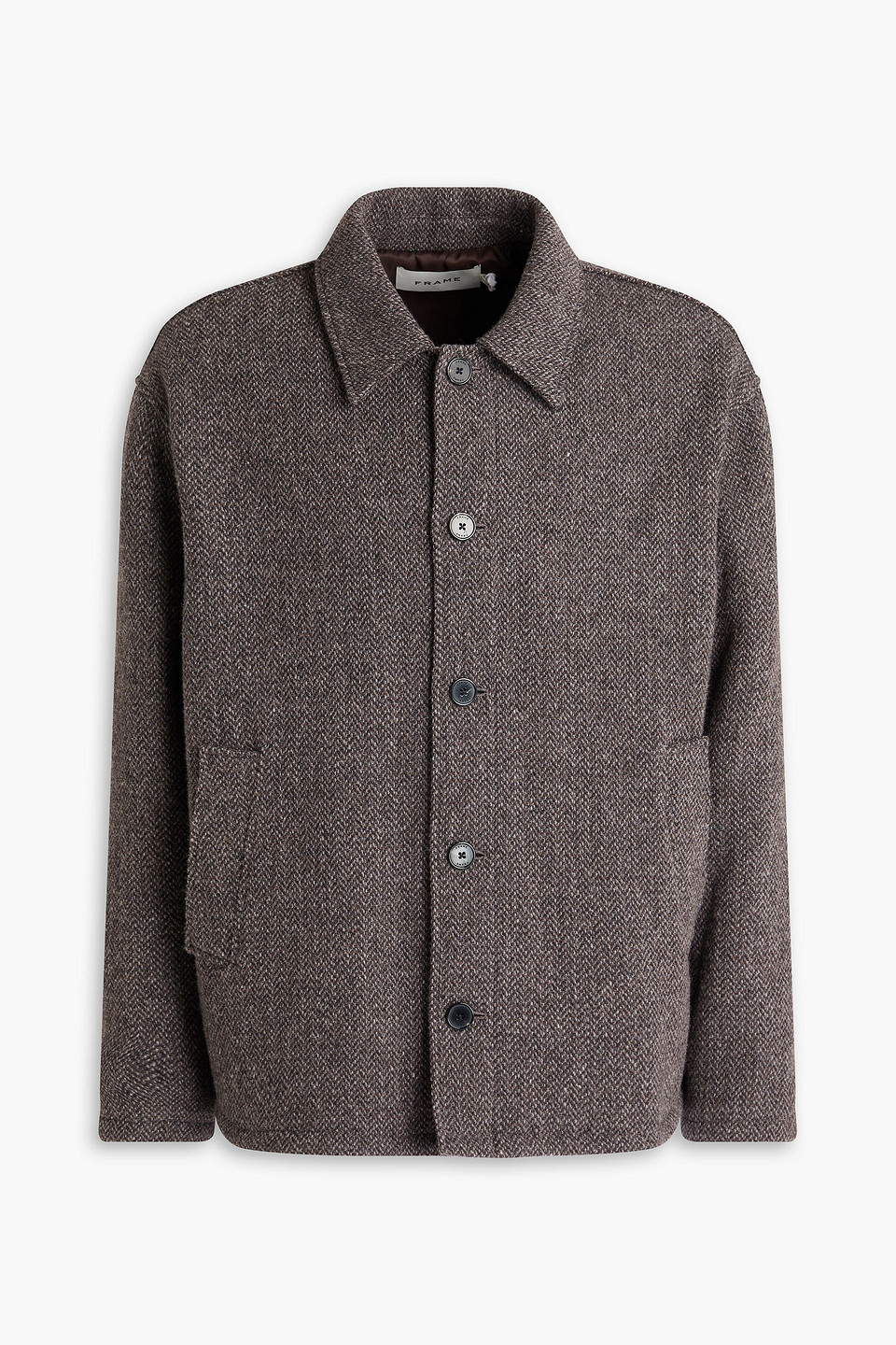frame - wool-blend tweed overshirt - gray - l