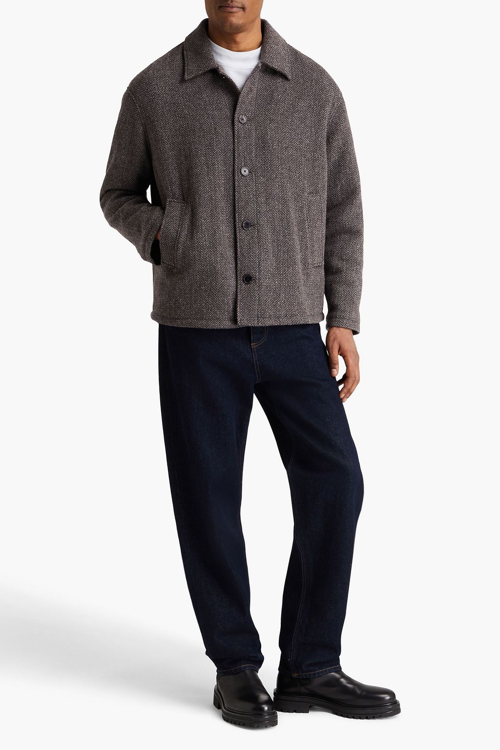 FRAME Wool-blend tweed overshirt