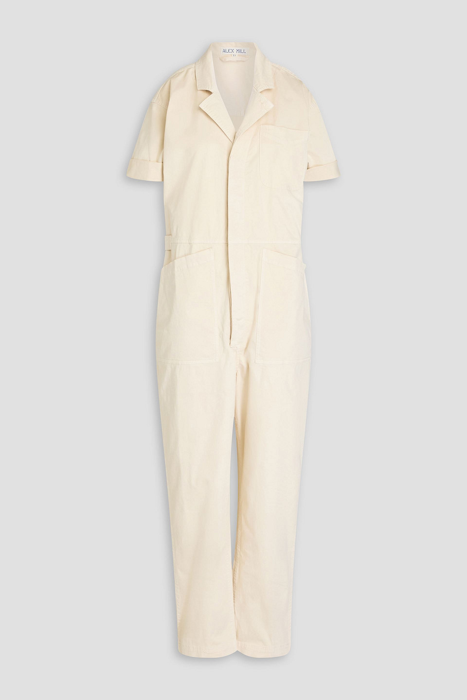 Alex Mill Standard Cropped Cotton-blend Jumpsuit In Ecru
