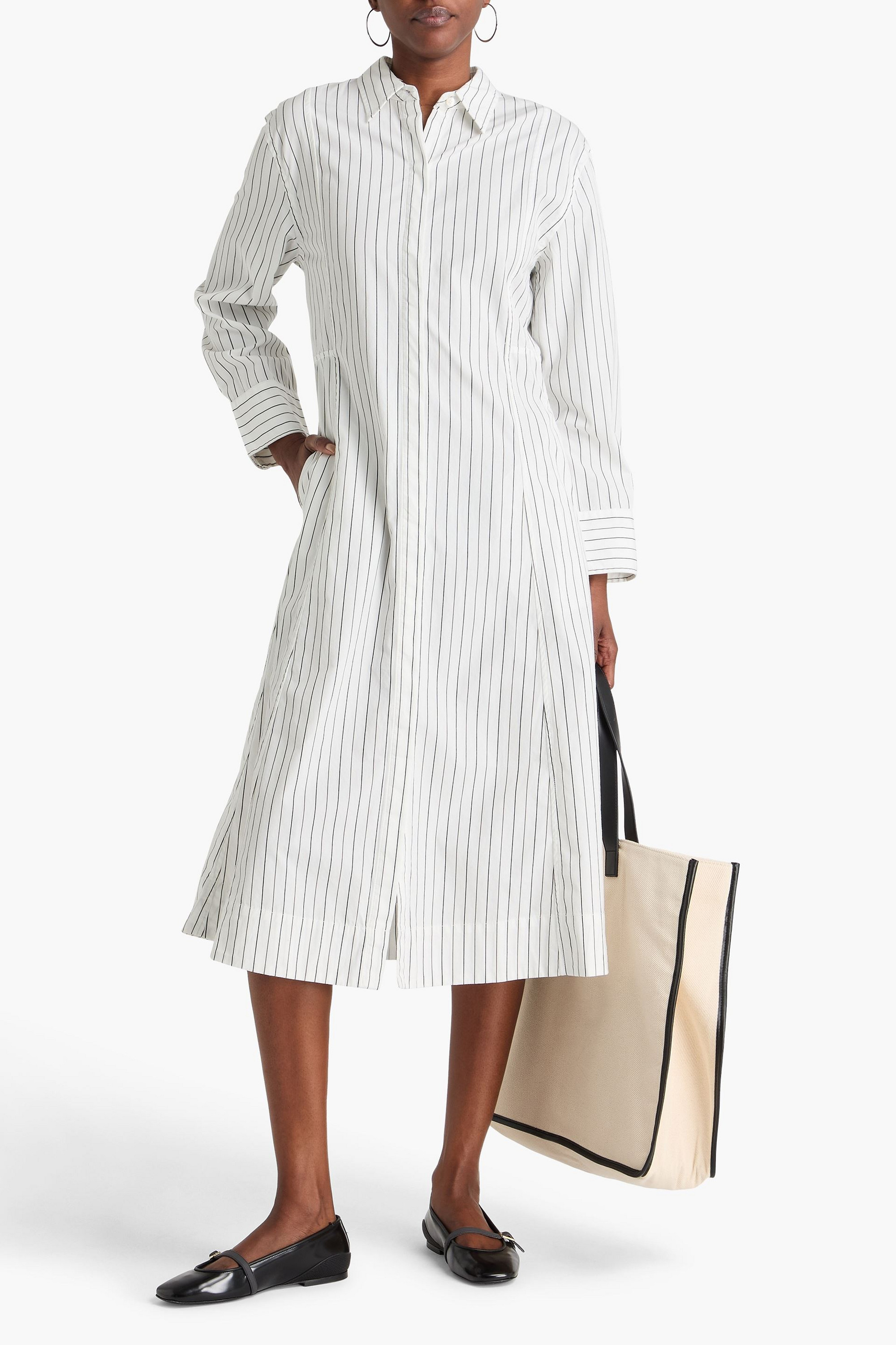 Alex Mill Jules striped cotton-blend poplin midi shirt dress
