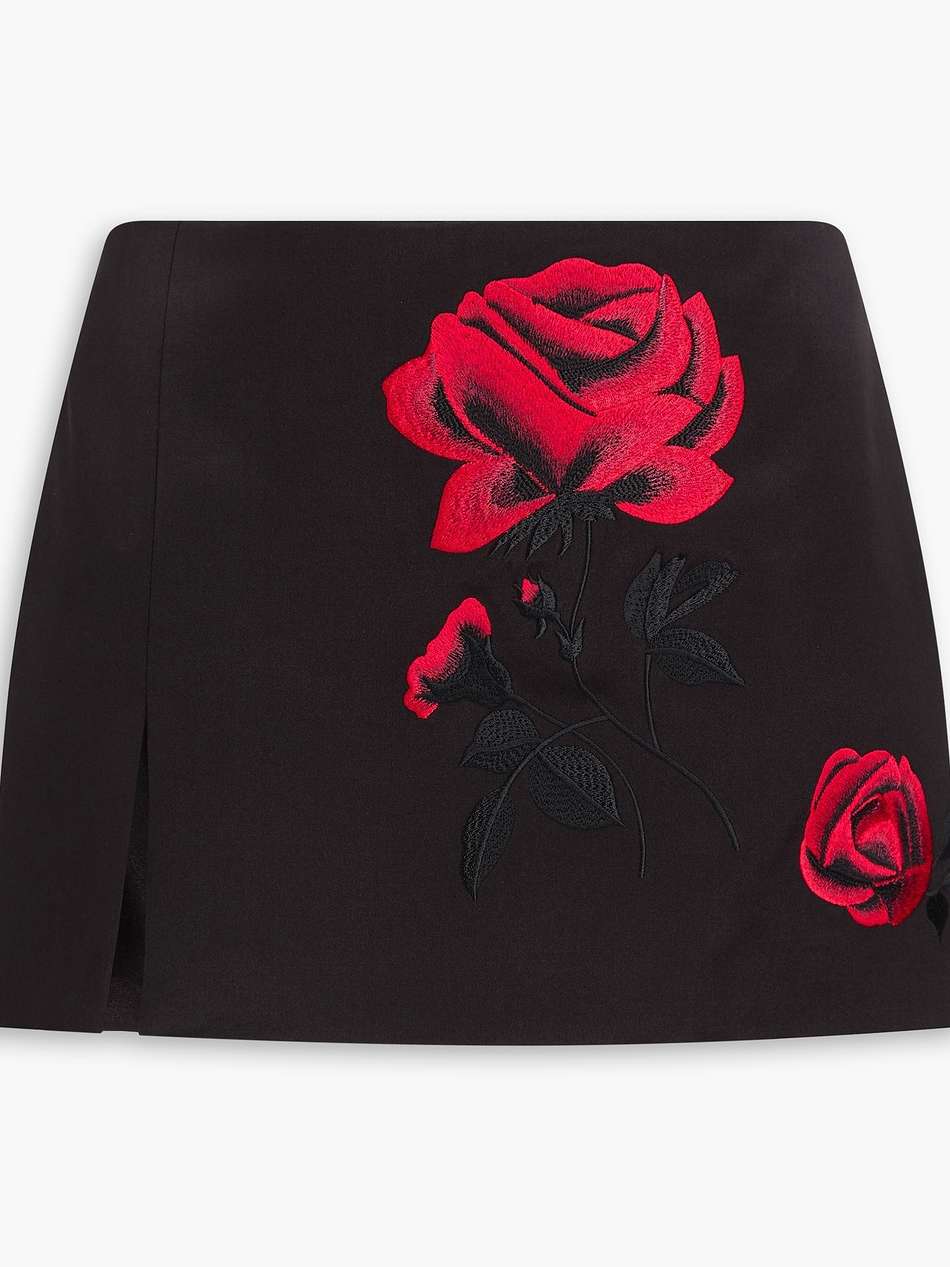 embroidered silk and wool-blend mini skirt