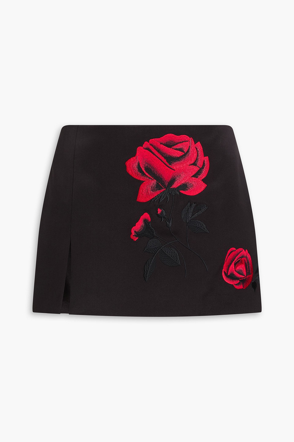 Magda Butrym Embroidered Silk And Wool-blend Mini Skirt In Black