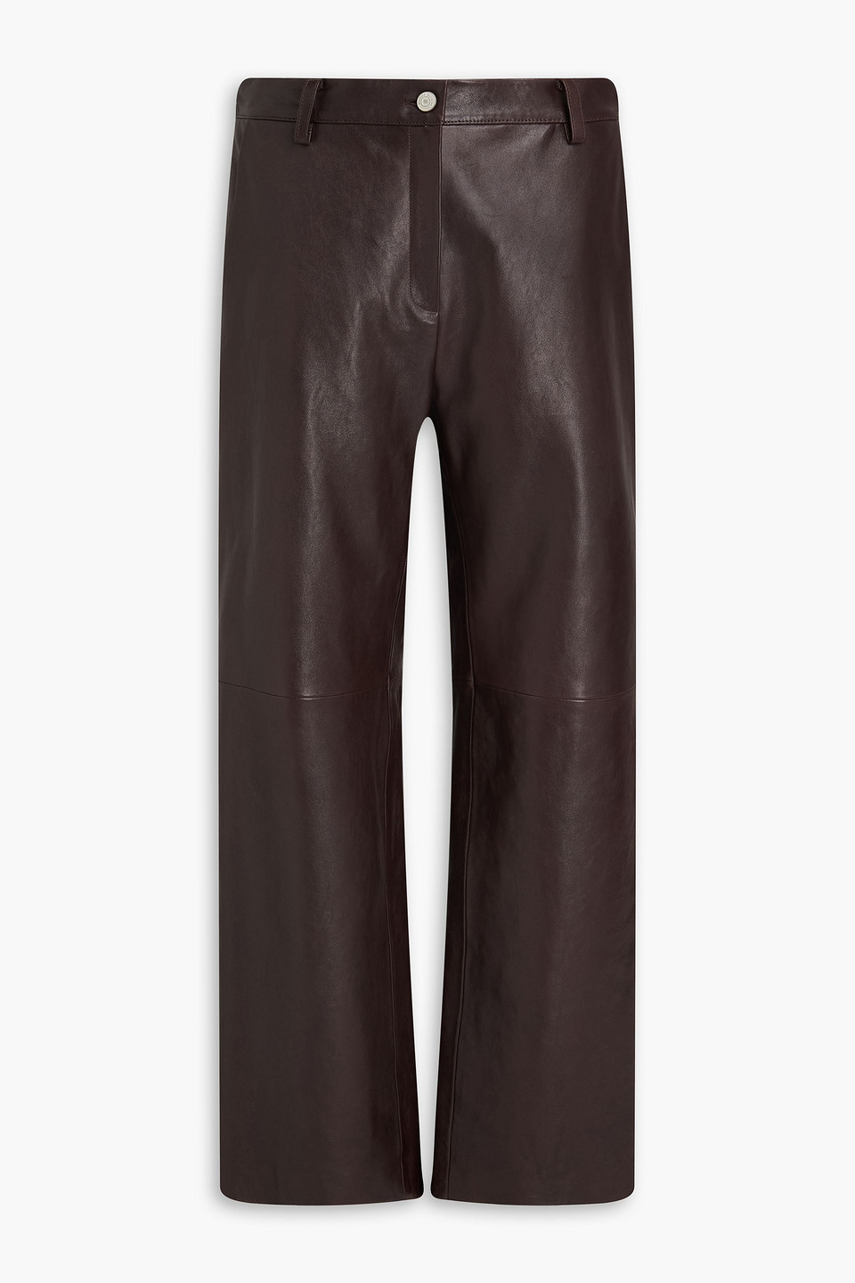 Magda Butrym Leather Straight-leg Pants In Dark Brown