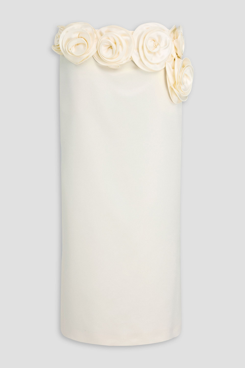 Magda Butrym Floral-appliquéd Silk And Wool-blend Satin Midi Skirt In Cream