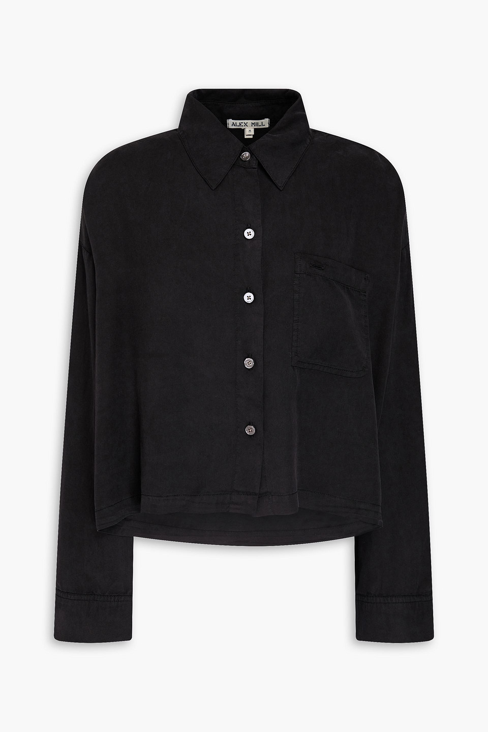 Alex Mill Gemma Cropped Washed Lyocell Shirt In Black