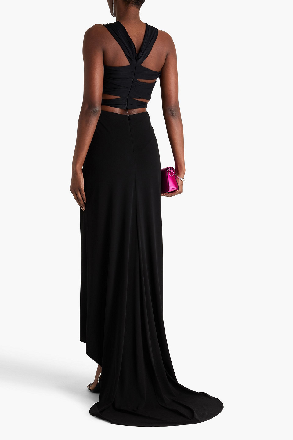Magda Butrym Cutout Floral-appliquéd Jersey Top In Black