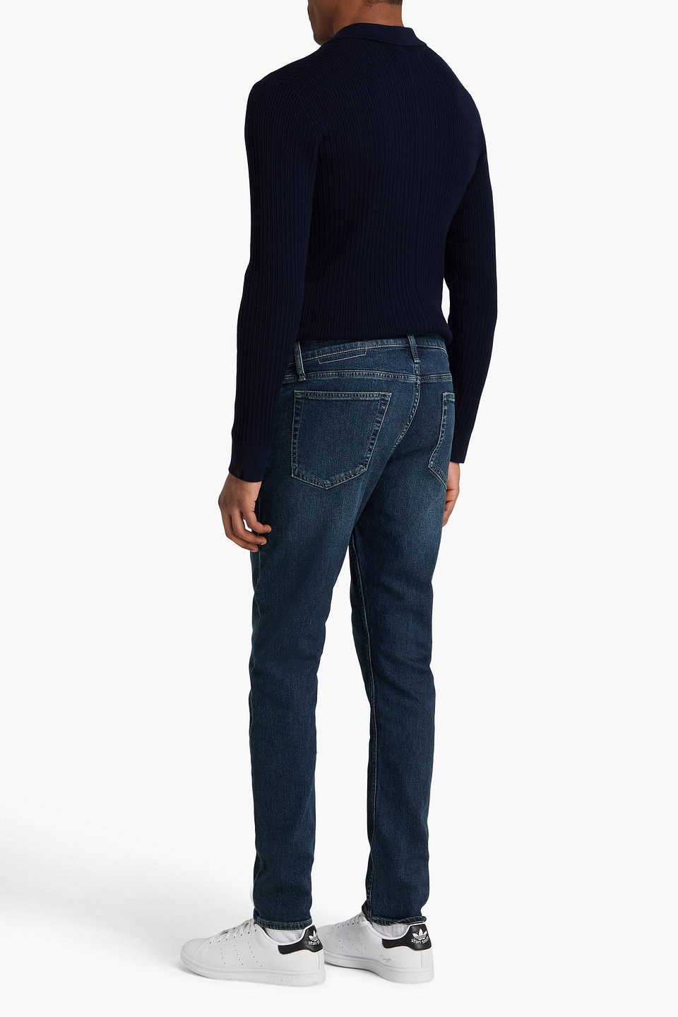  Rag & Bone - Pullover „crawford“ Aus Gerippter Woll-kaschmirmischung Mit Polokragen - Blau - S 