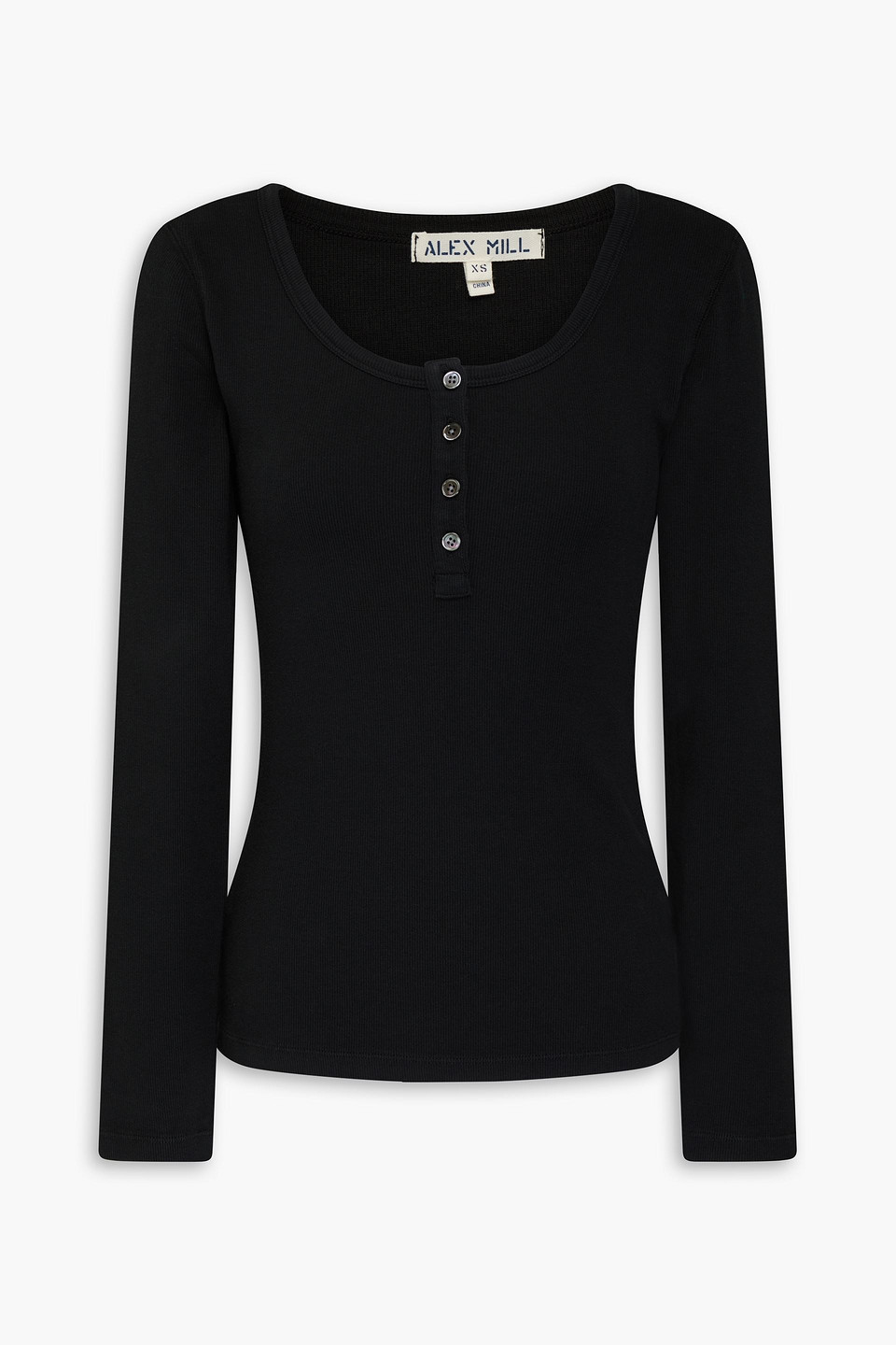 Alex Mill Everyday Ribbed Cotton-blend Jersey Top In Black