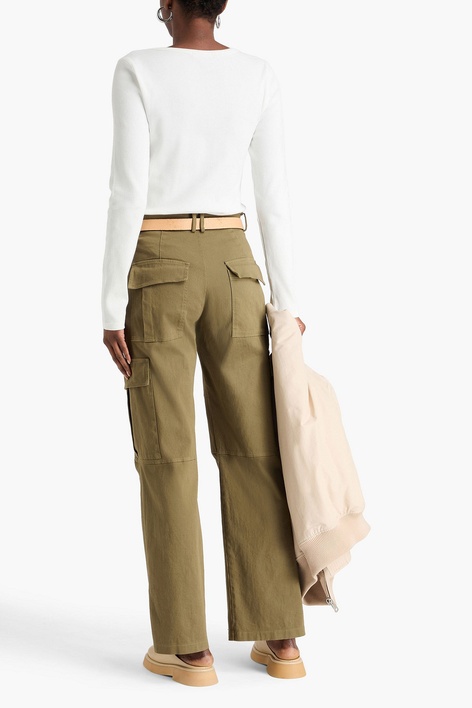 Alex Mill Everyday Ribbed Cotton-blend Jersey Top In Off-white