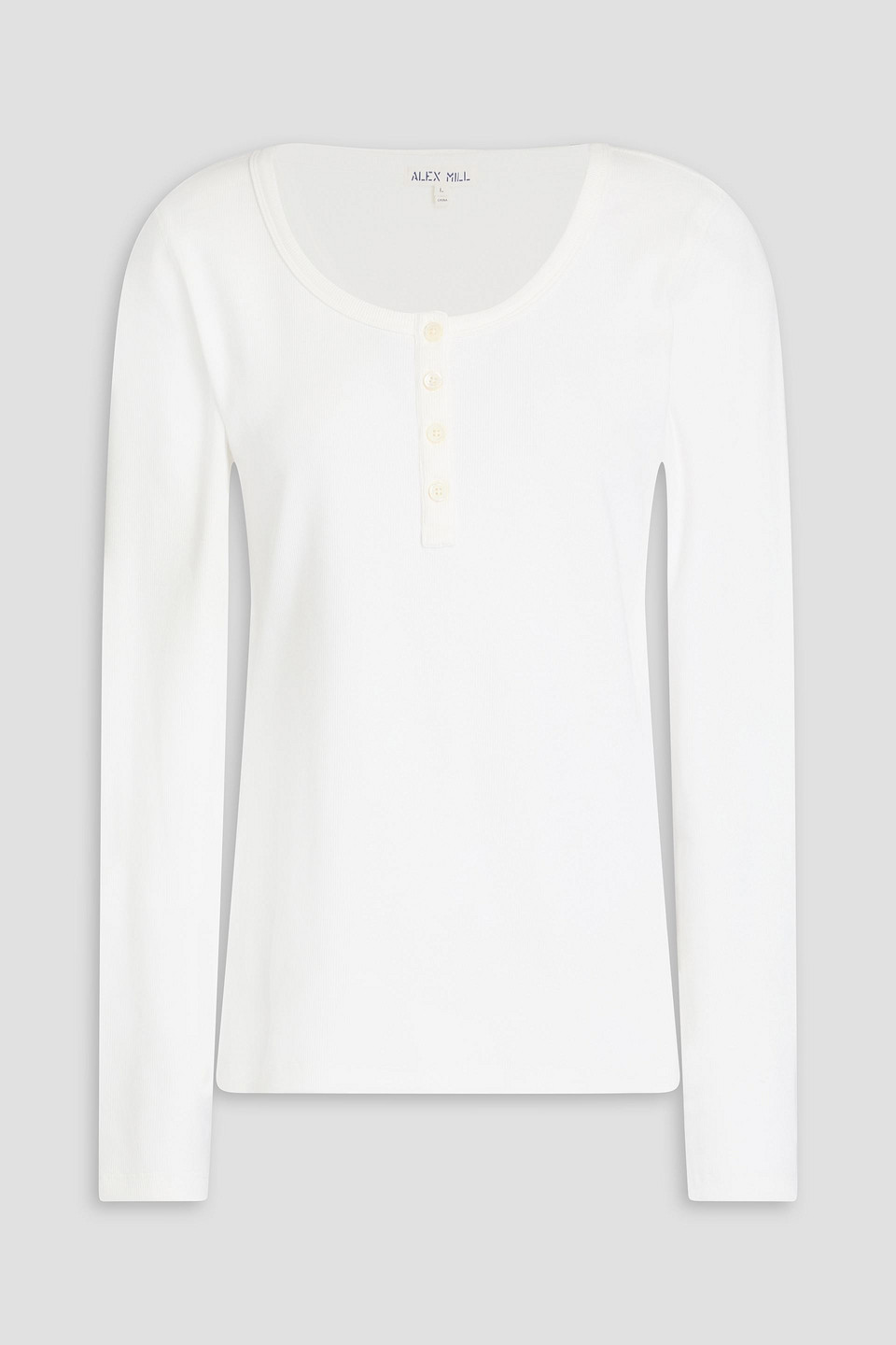 Alex Mill Everyday Ribbed Cotton-blend Jersey Top In Off-white
