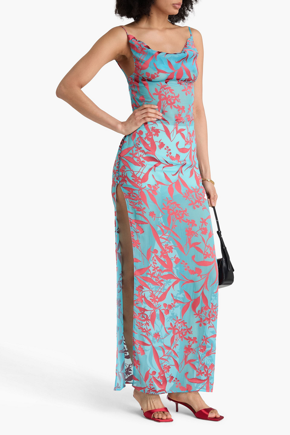  Magda Butrym - Drapiertes Maxikleid Aus Devoré-satin - Blau - Fr 36 