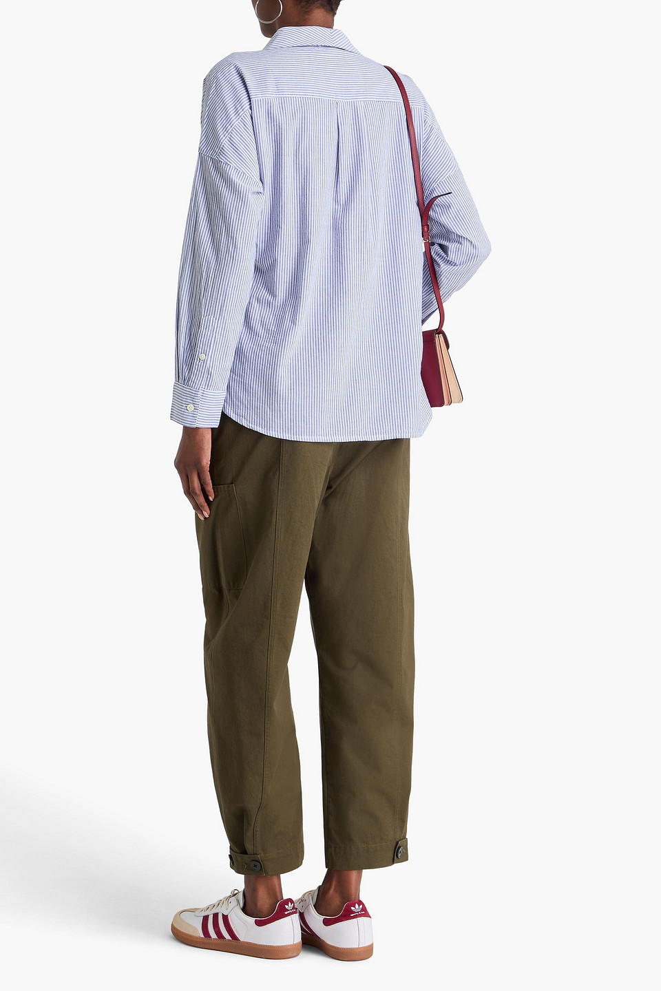 Alex Mill Karlie Tie-detailed Striped Cotton-voile Shirt In Light Blue