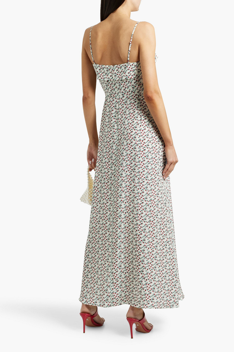 HVN NORA FLORAL-PRINT SILK MAXI DRESS