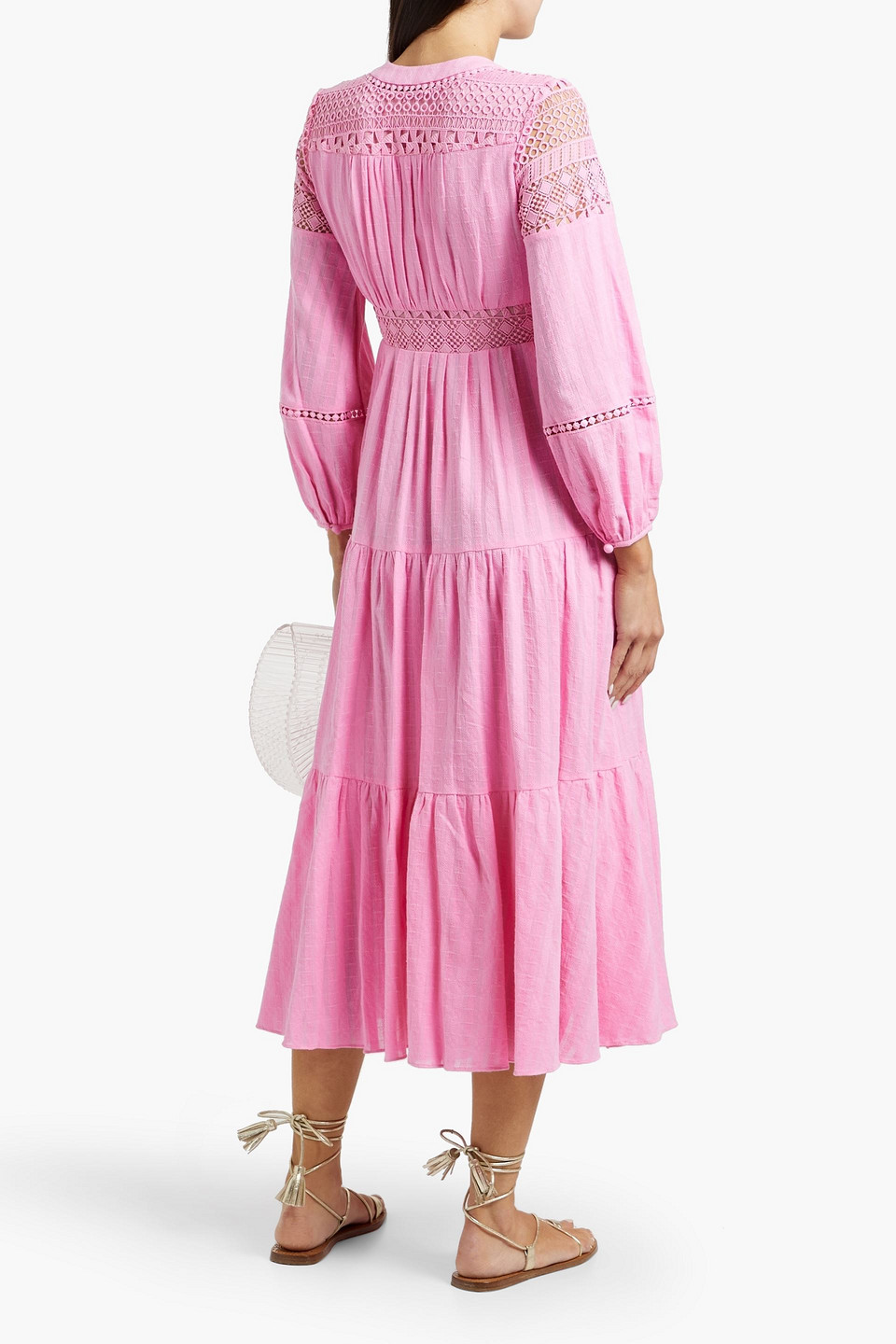 Diane Von Furstenberg Gigi Crocheted Lace-trimmed Cotton-jacquard Midi Dress