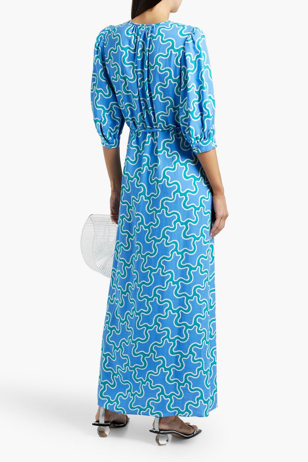 DIANE VON FURSTENBERG 織地 マキシワンピース プリント入り