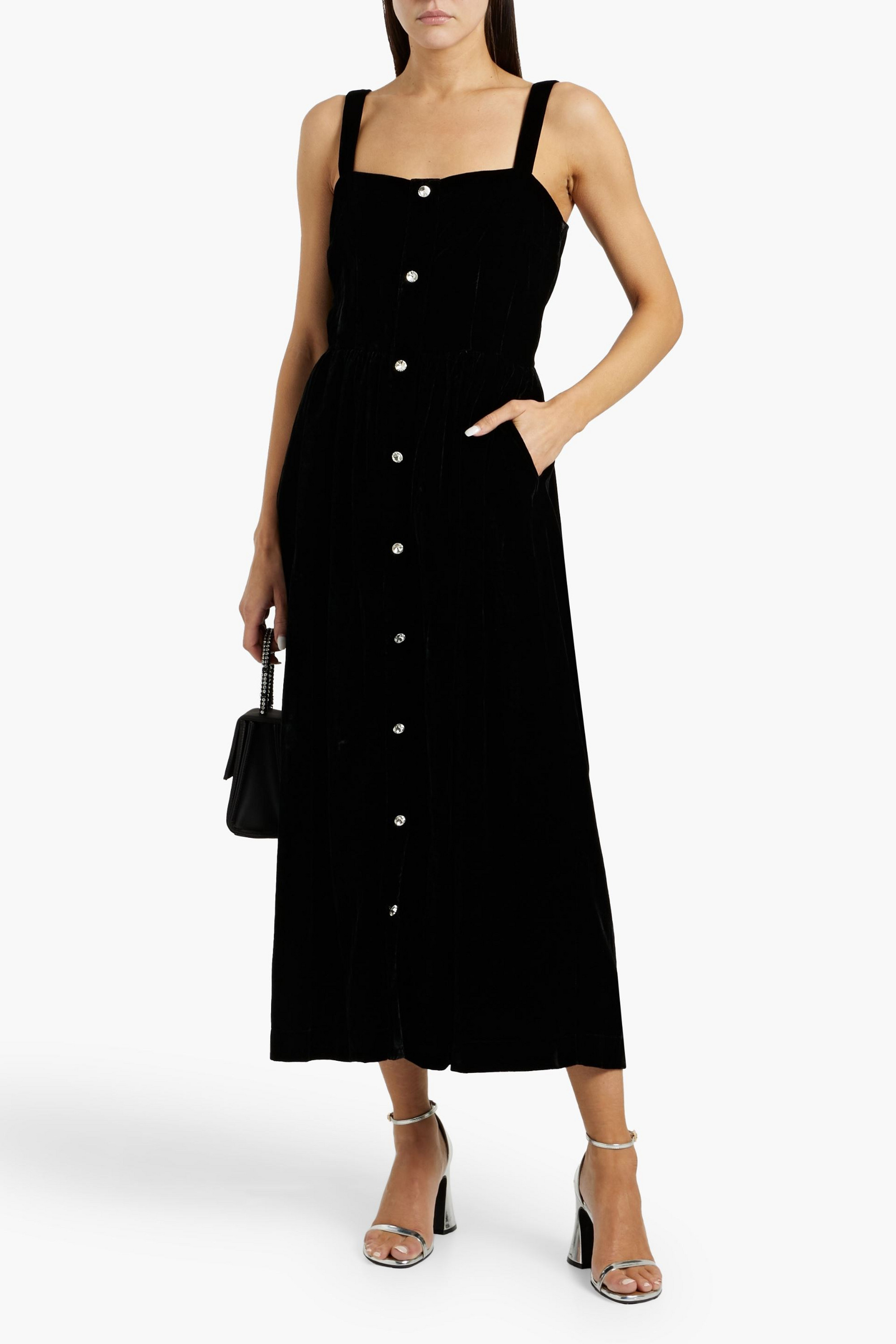 HVN Laura velvet midi dress