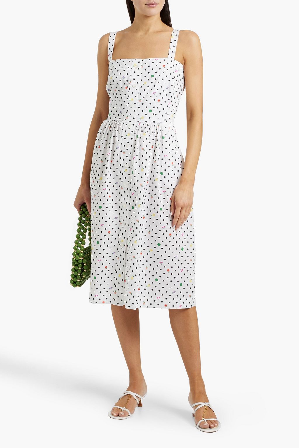 HVN Laura printed cotton-blend poplin dress