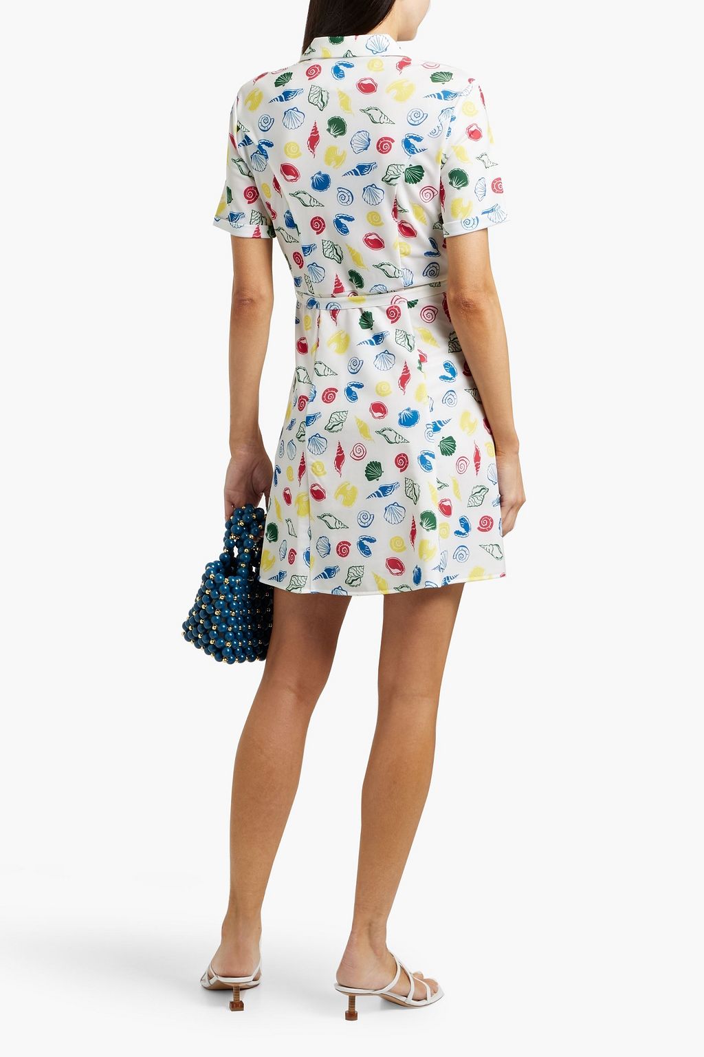 HVN Maria printed stretch-jersey mini shirt dress