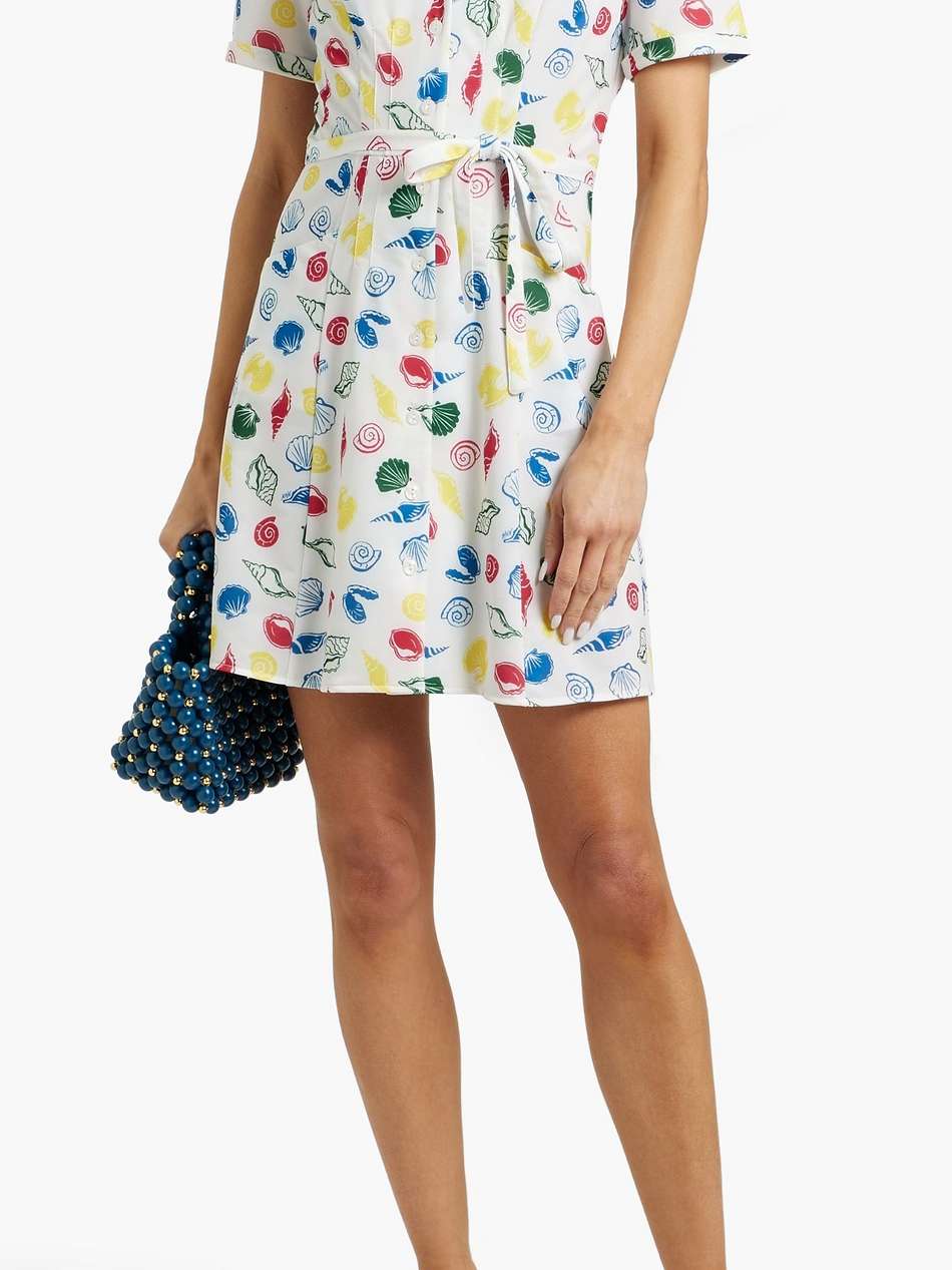 maria printed stretch-jersey mini shirt dress