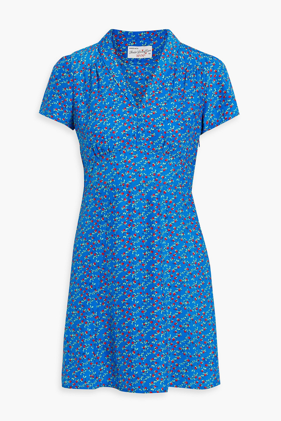 Hvn Morgan Floral-print Silk Midi Dress In Blue