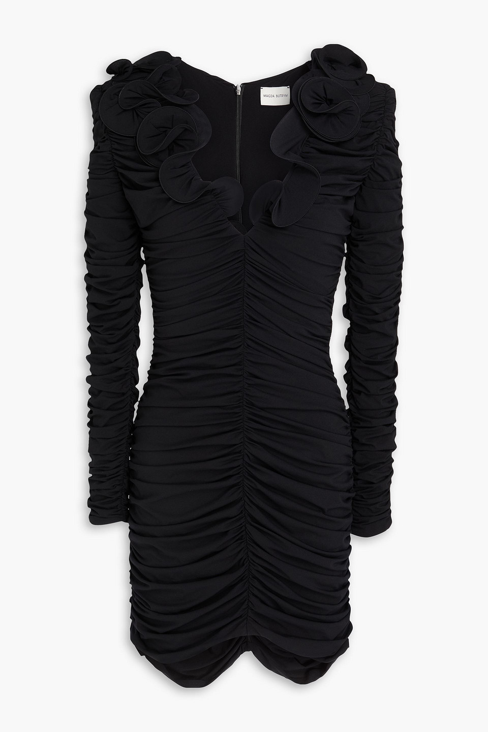 Magda Butrym Ruffled Jersey Mini Dress In Black