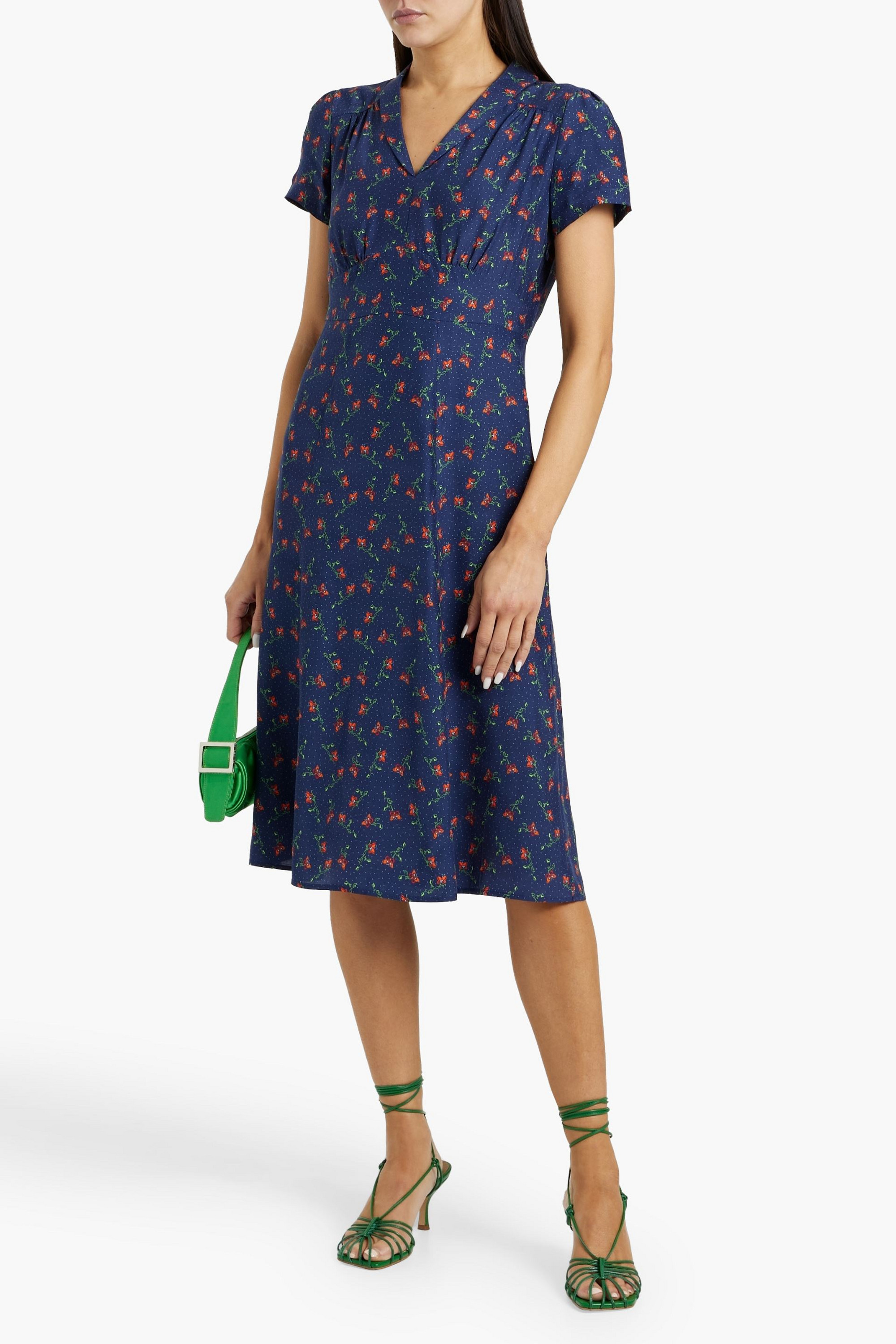 HVN Morgan printed silk dress