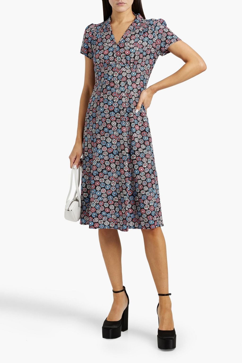HVN Morgan floral-print silk dress