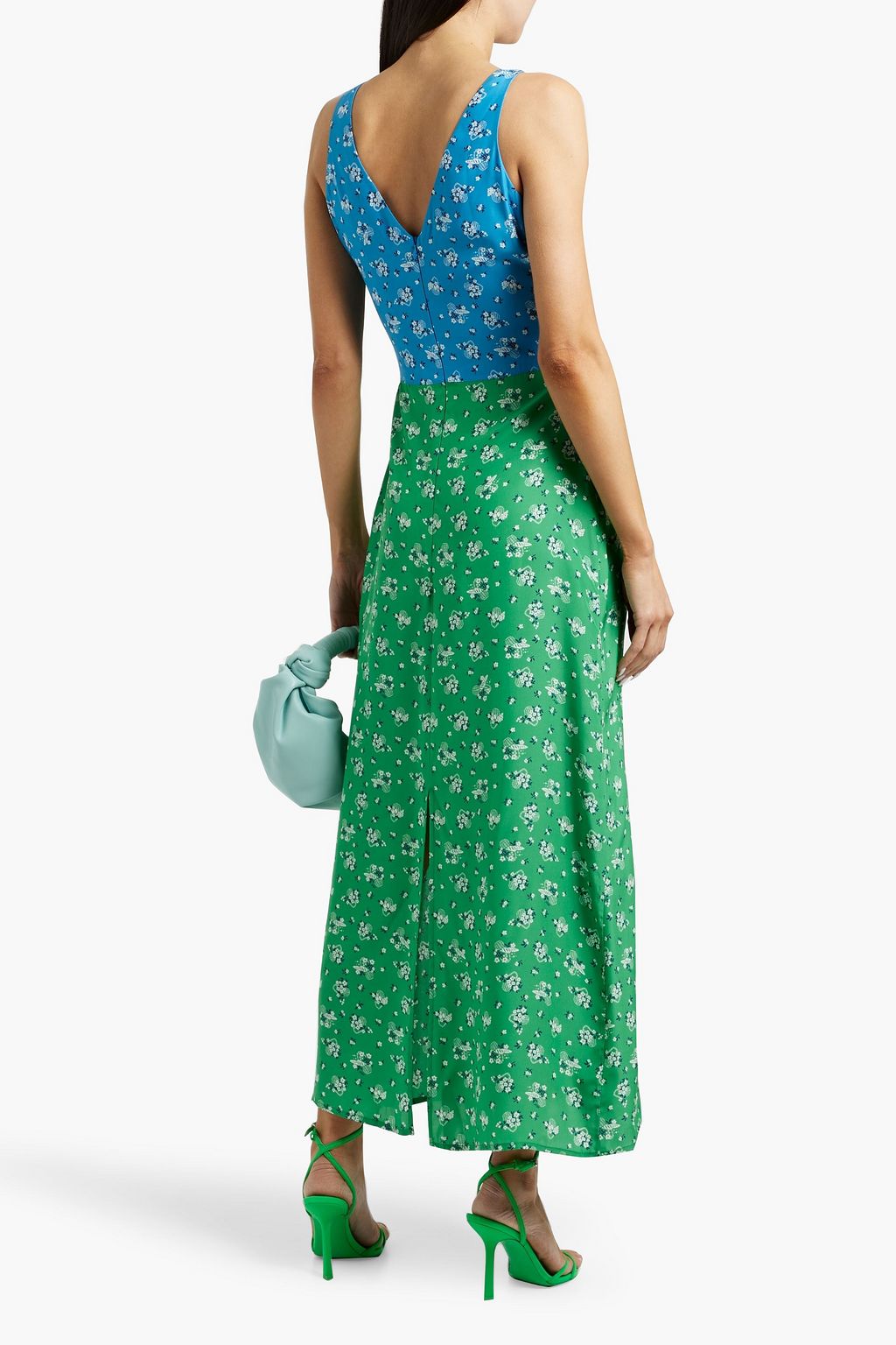 HVN Max printed silk-satin maxi dress