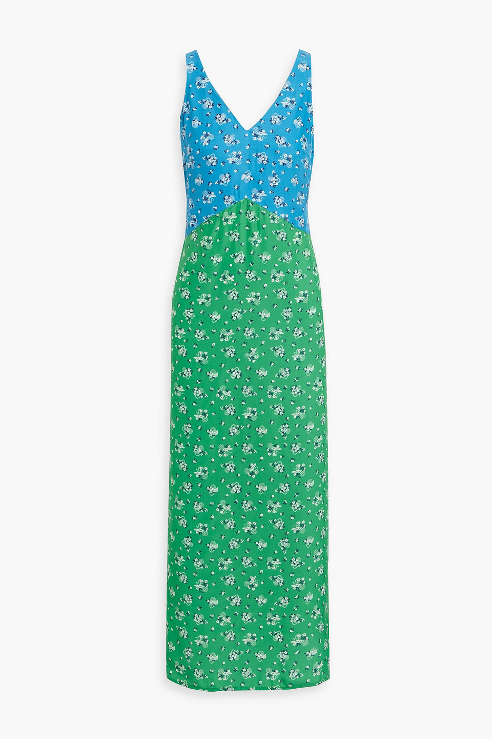 Hvn Max Printed Silk-satin Maxi Dress In Blue
