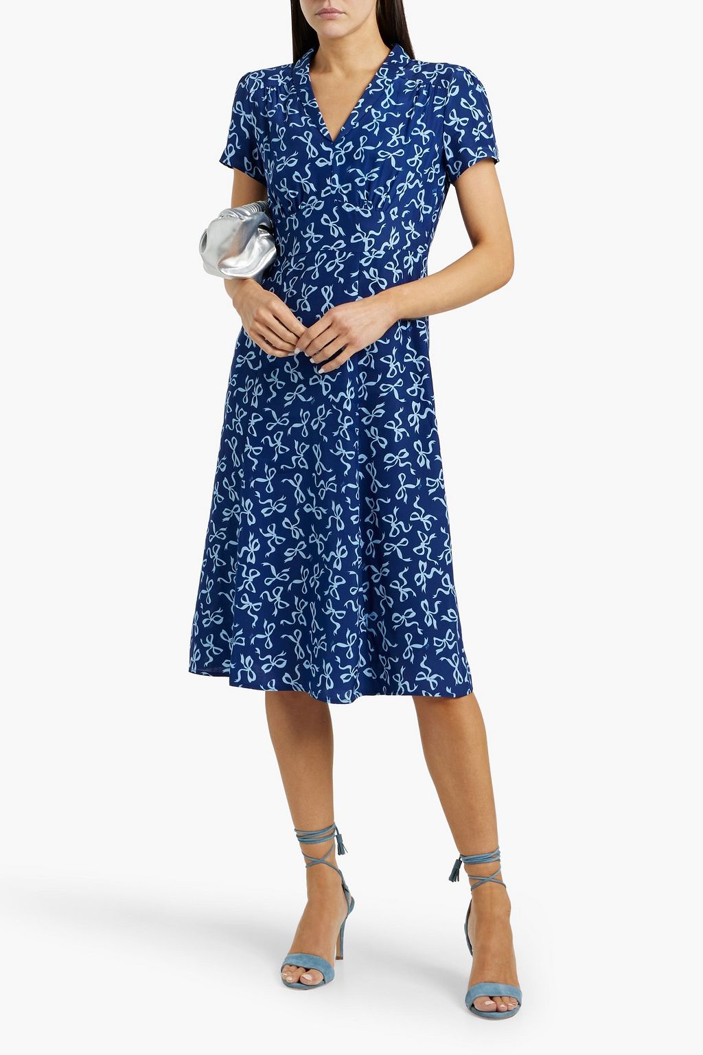 HVN Morgan printed silk dress