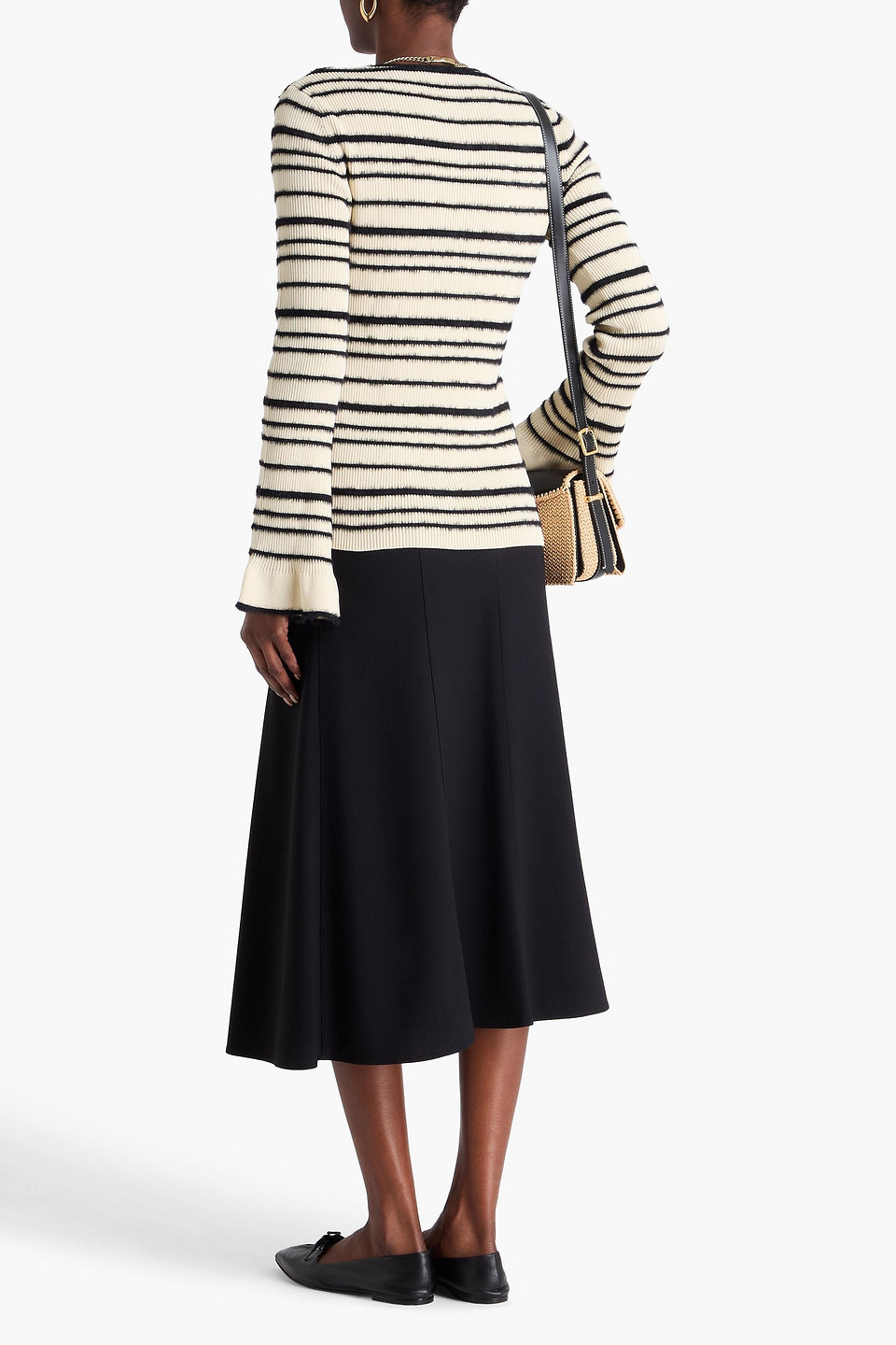 BY MALENE BIRGER MORILA STRIPED INTARSIA COTTON-BLEND SWEATER