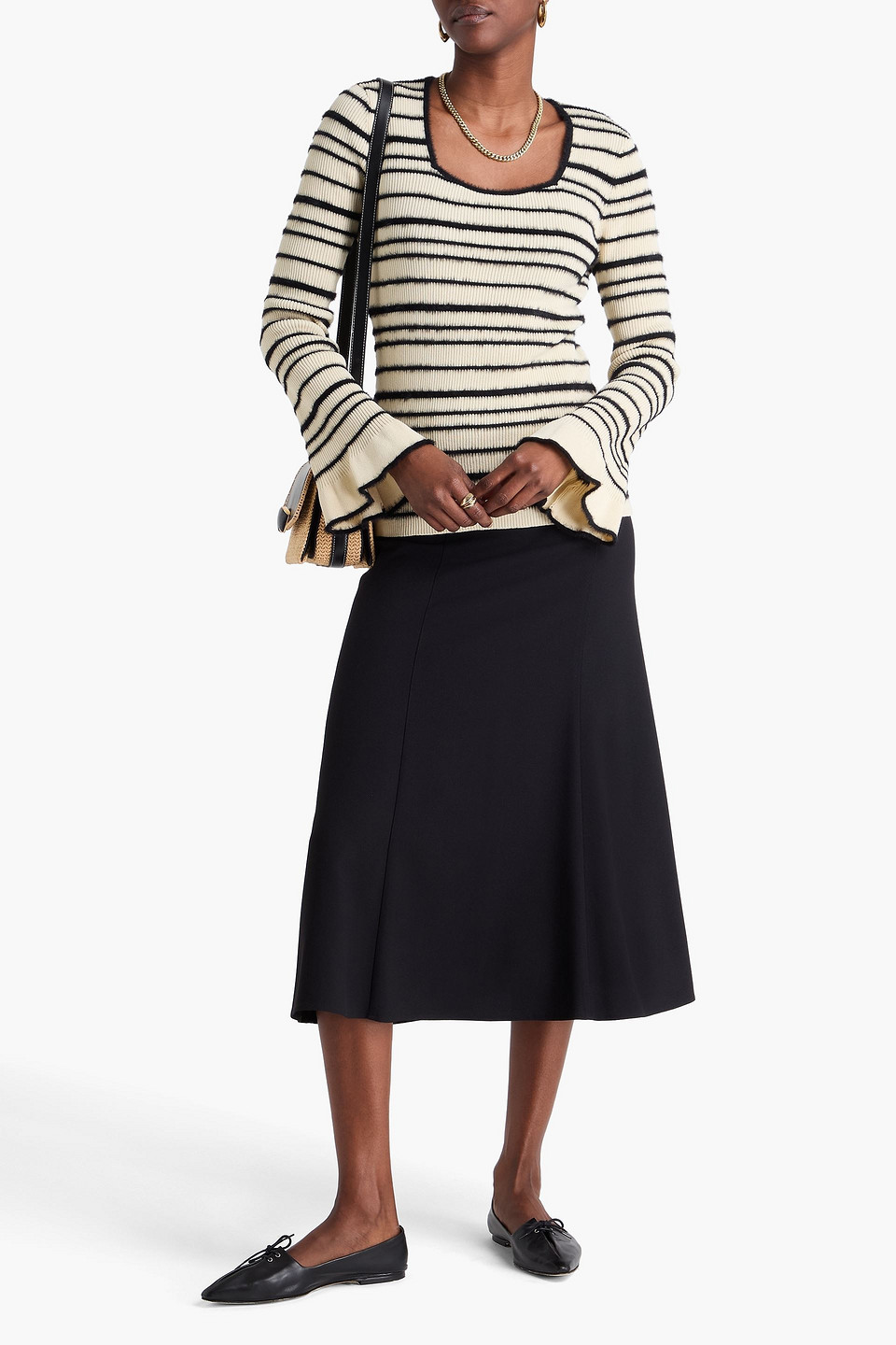 BY MALENE BIRGER MORILA STRIPED INTARSIA COTTON-BLEND SWEATER