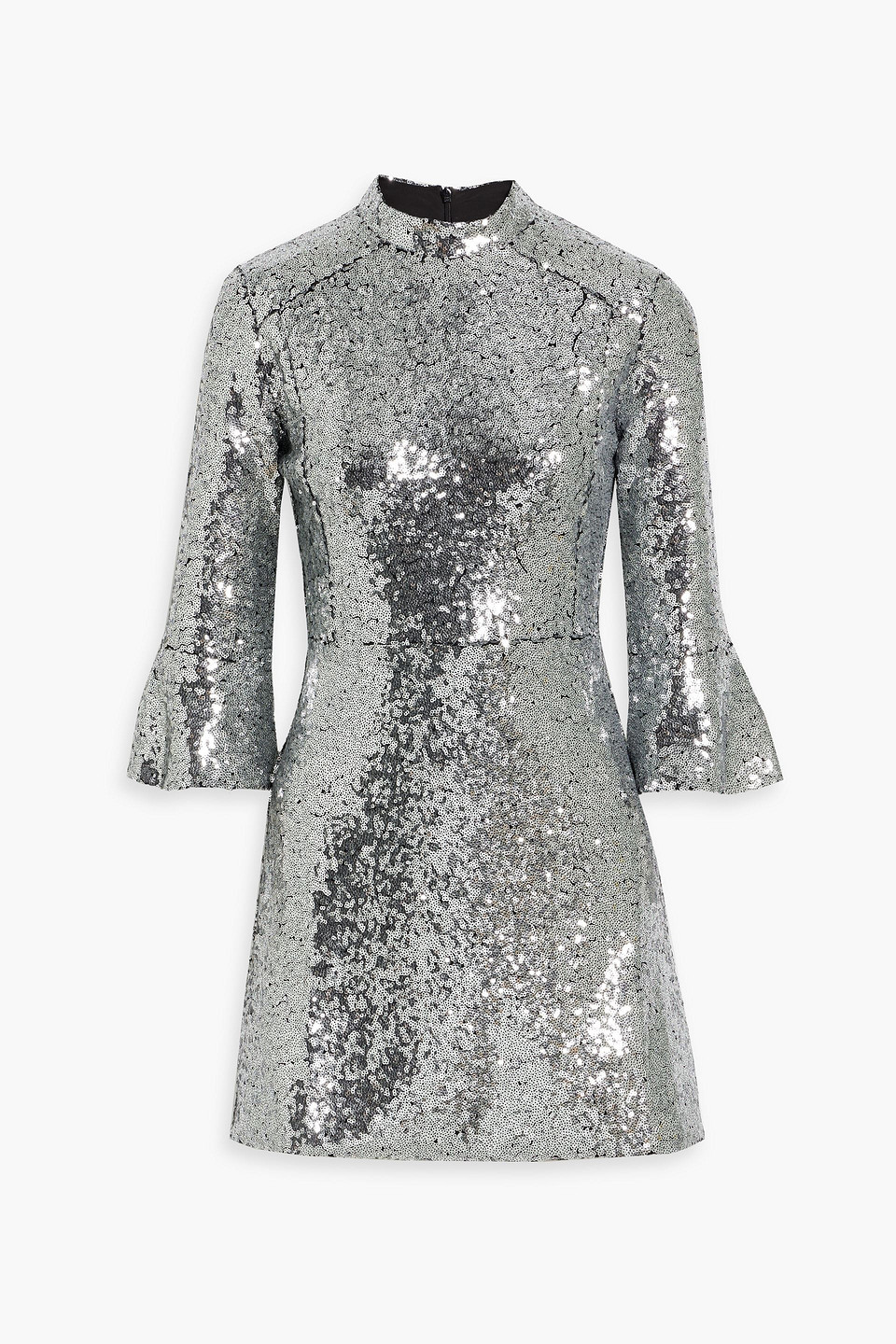 Hvn Ashley Sequined Tulle Mini Dress In Silver