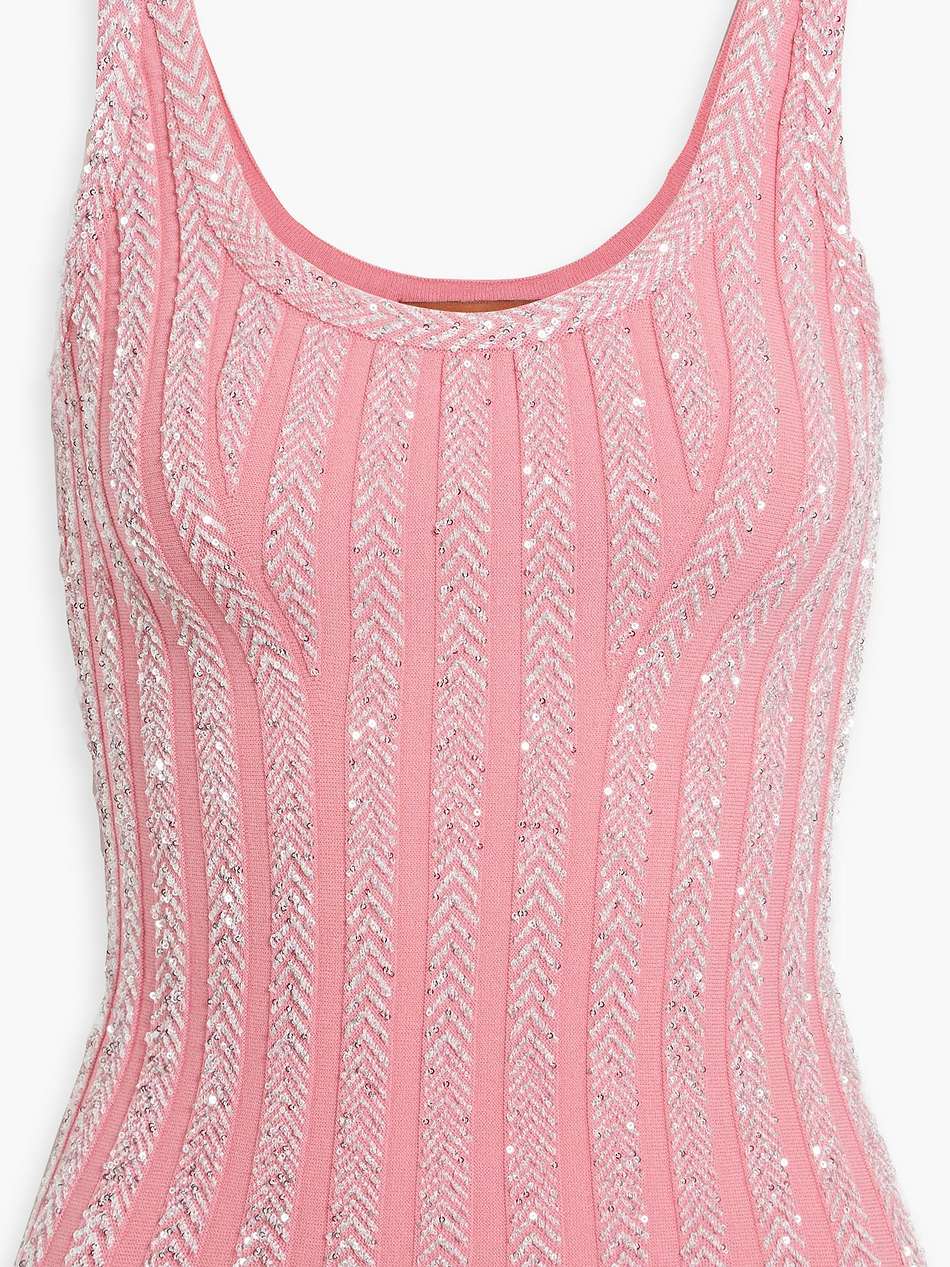 sequin-embellished ribbed-knit tank