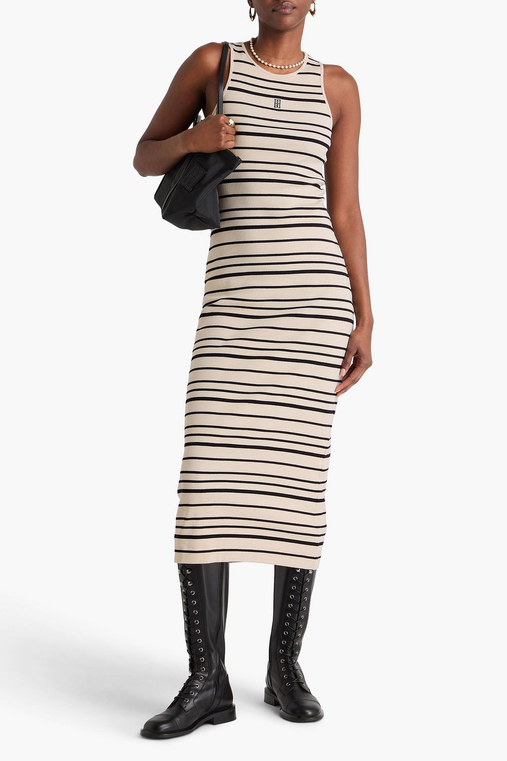 BY MALENE BIRGER Lovelo striped ribbed cotton-blend midi dress