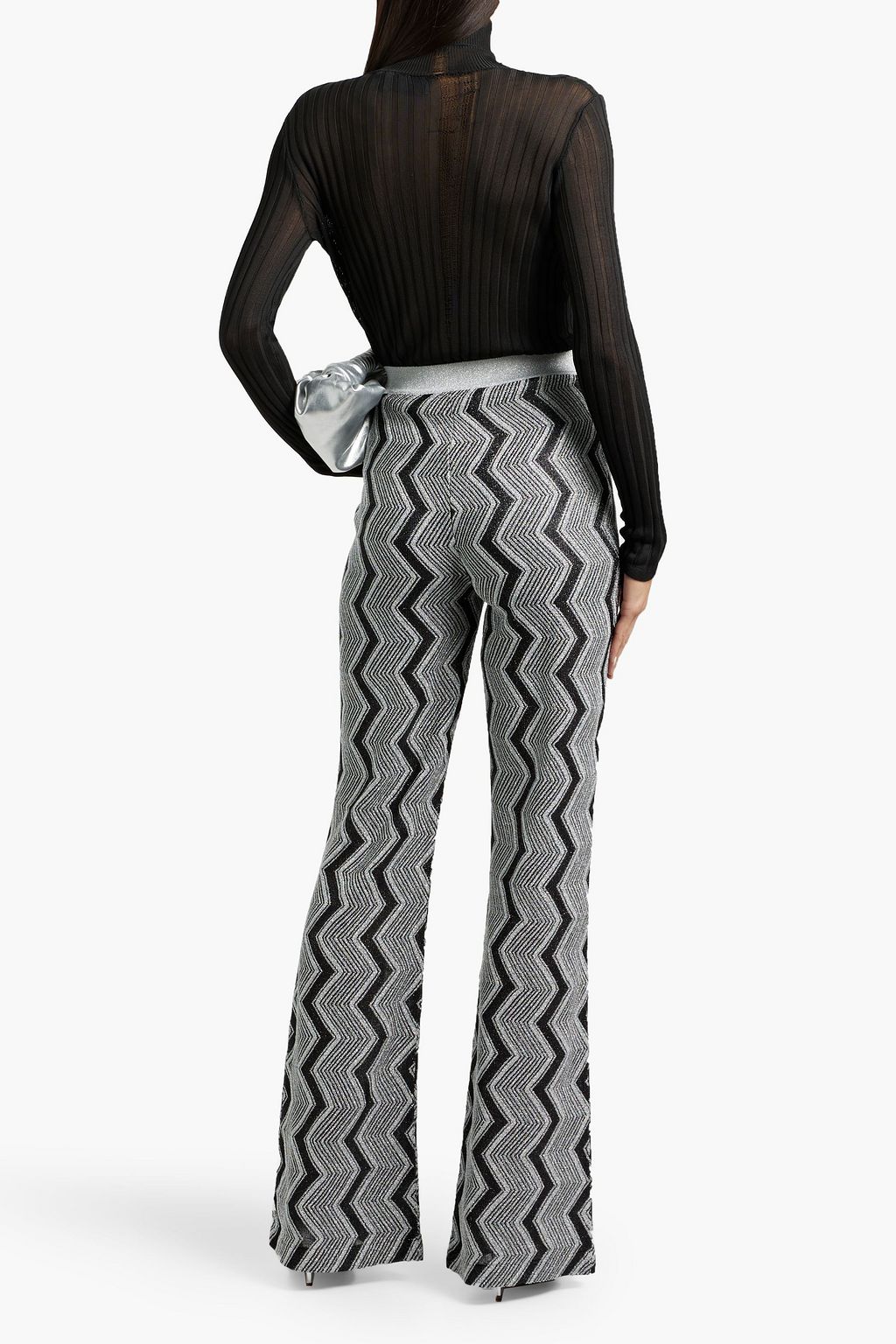 MISSONI Metallic crochet-knit flared pants