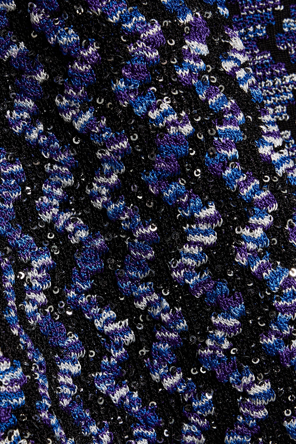 Missoni Embossed Zig Zag Cardigan With Sequins In Blue