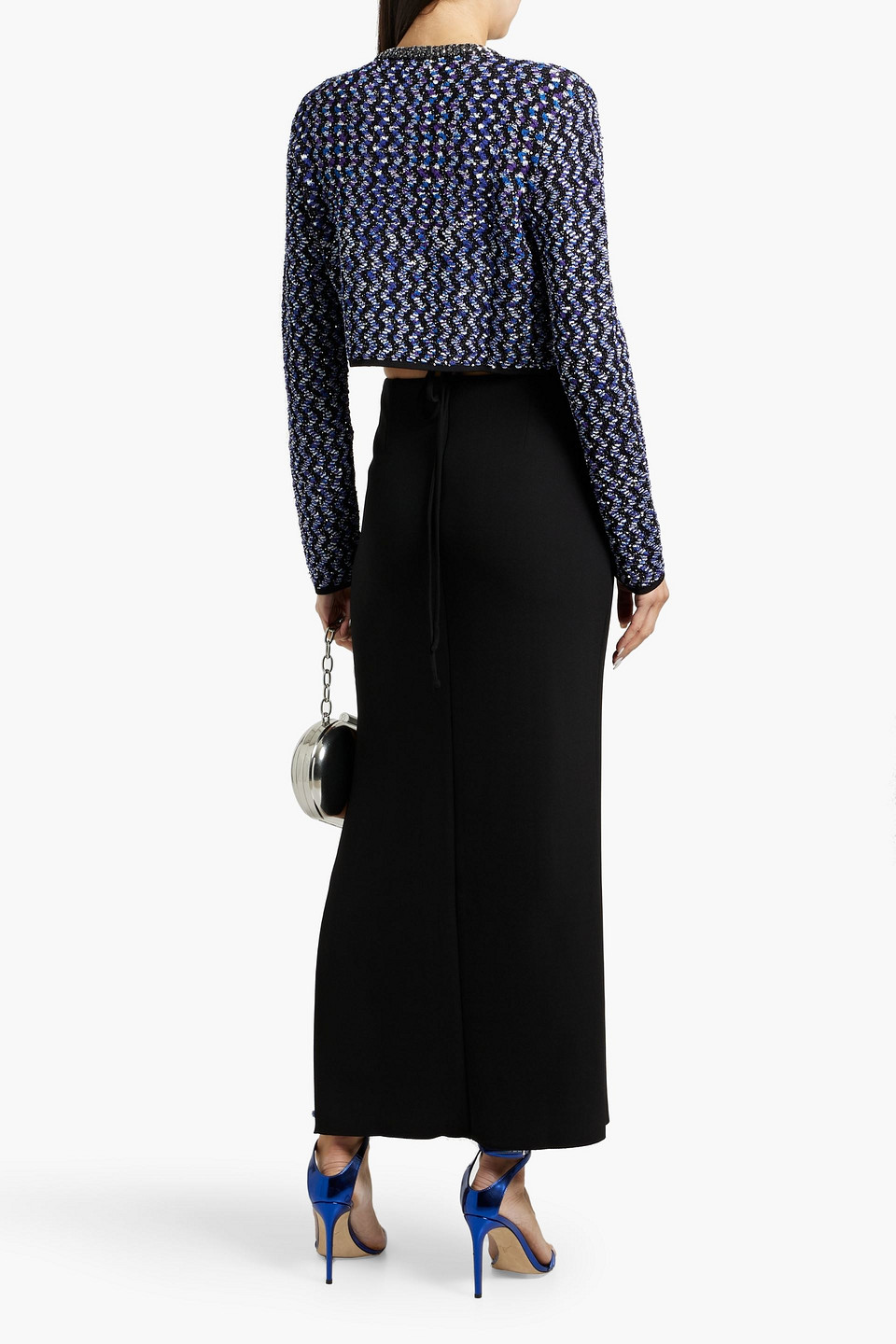 Missoni Embossed Zig Zag Cardigan With Sequins In Blue