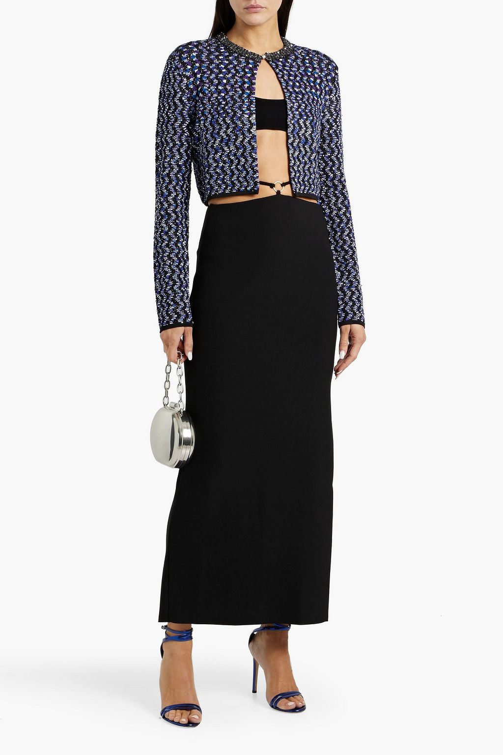 MISSONI Cropped sequined jacquard-knit cardigan