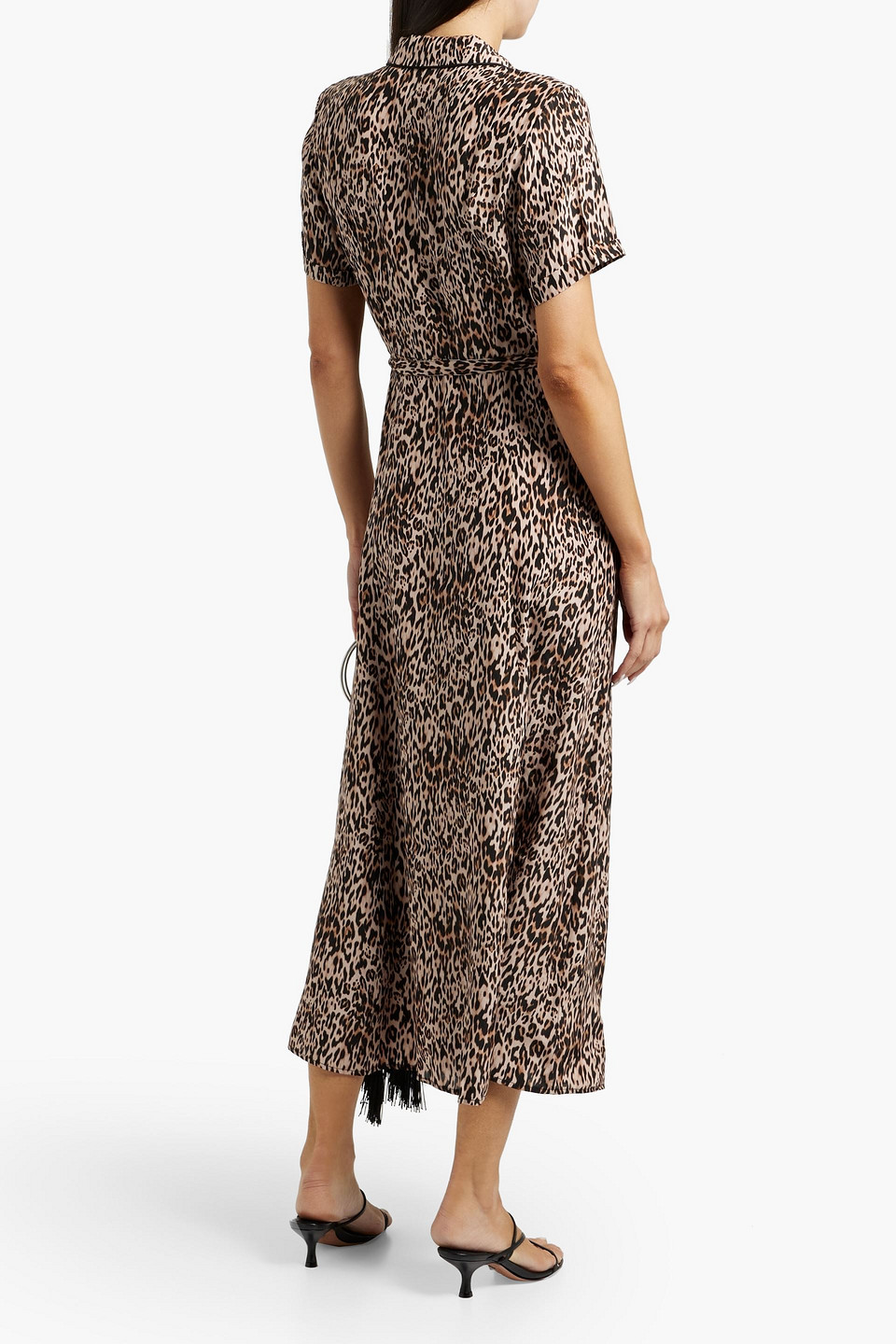 HVN MARIA LEOPARD-PRINT SILK MIDI DRESS