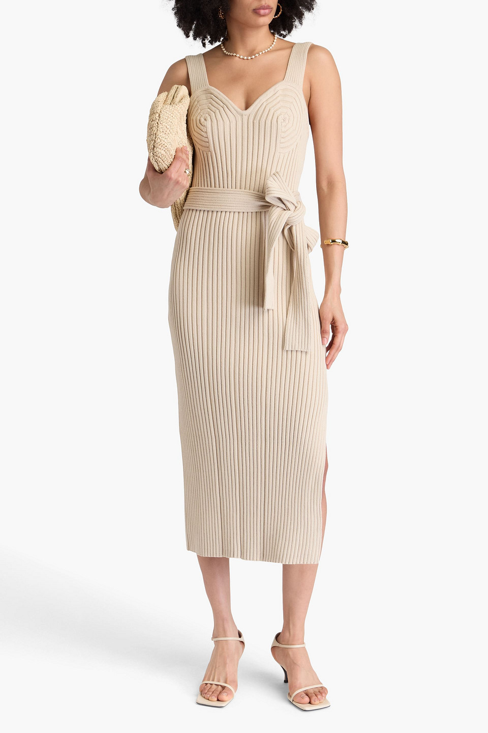BY MALENE BIRGER HONEYA RIBBED-KNIT COTTON-BLEND MIDI DRESS