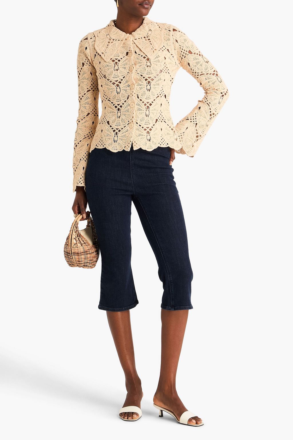 BY MALENE BIRGER قميص "جوينفيري" من القطن المشغول بالكروشيه