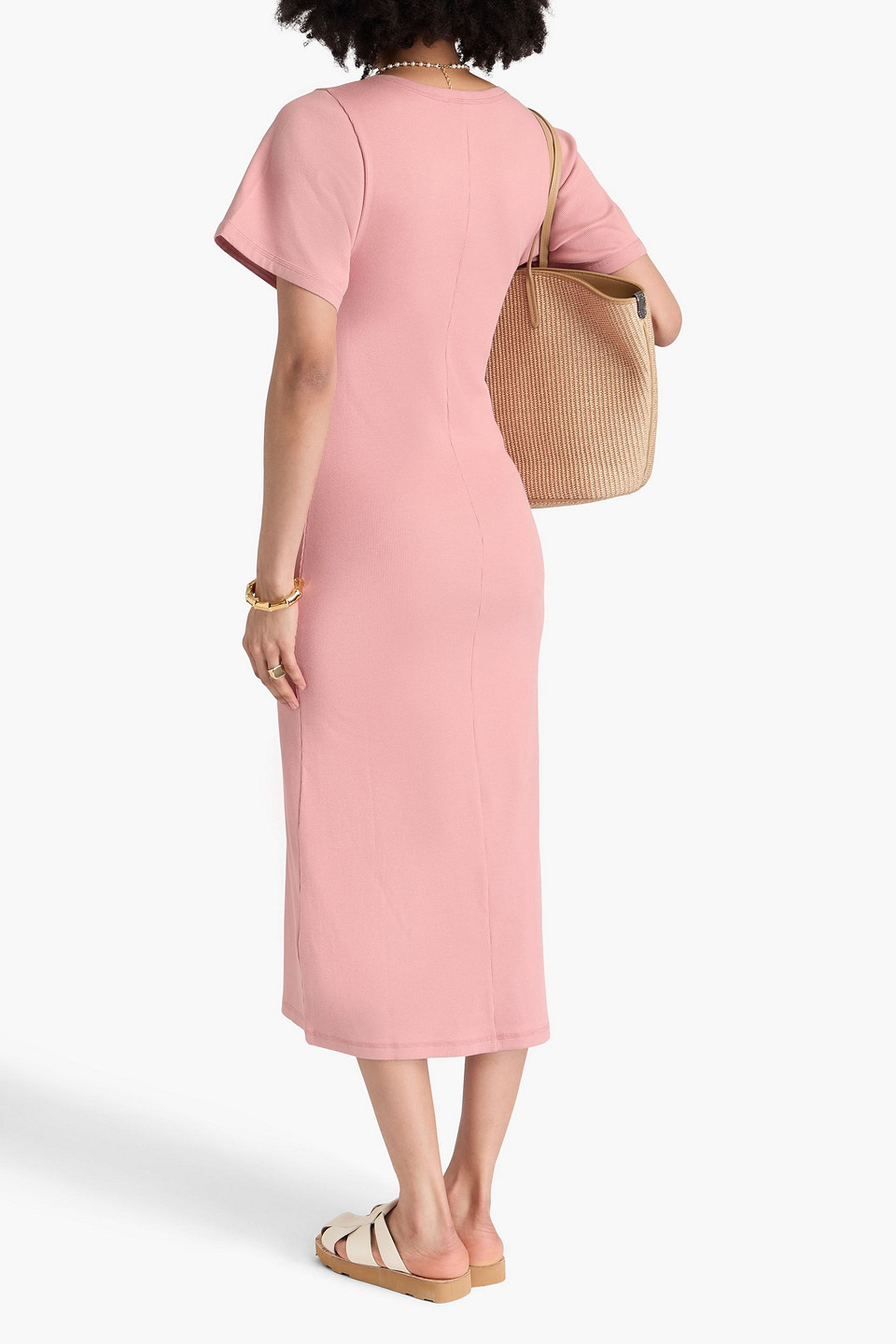 BY MALENE BIRGER ANAISSA RIBBED COTTON-BLEND JERSEY MIDI DRESS