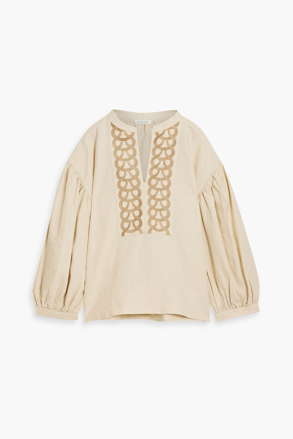 By Malene Birger Cadmus Embroidered Linen Blouse In Beige