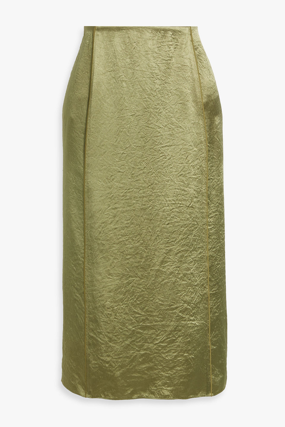 Vince Crinkled-satin Midi Skirt
