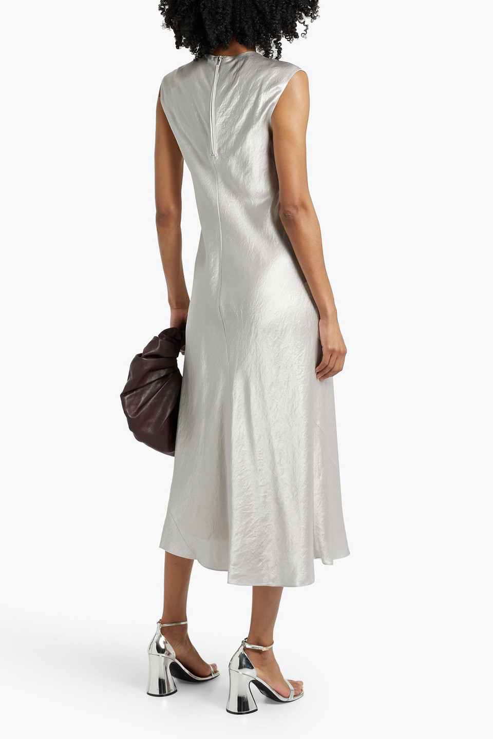 Vince Crinkled-satin Midi Dress